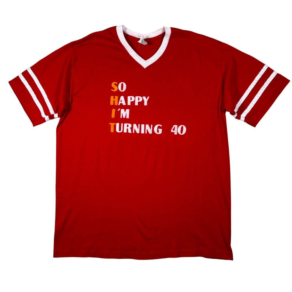Vintage 80s Stedman Sport-T Funny Curse Red Ringer Graphic Tee XL